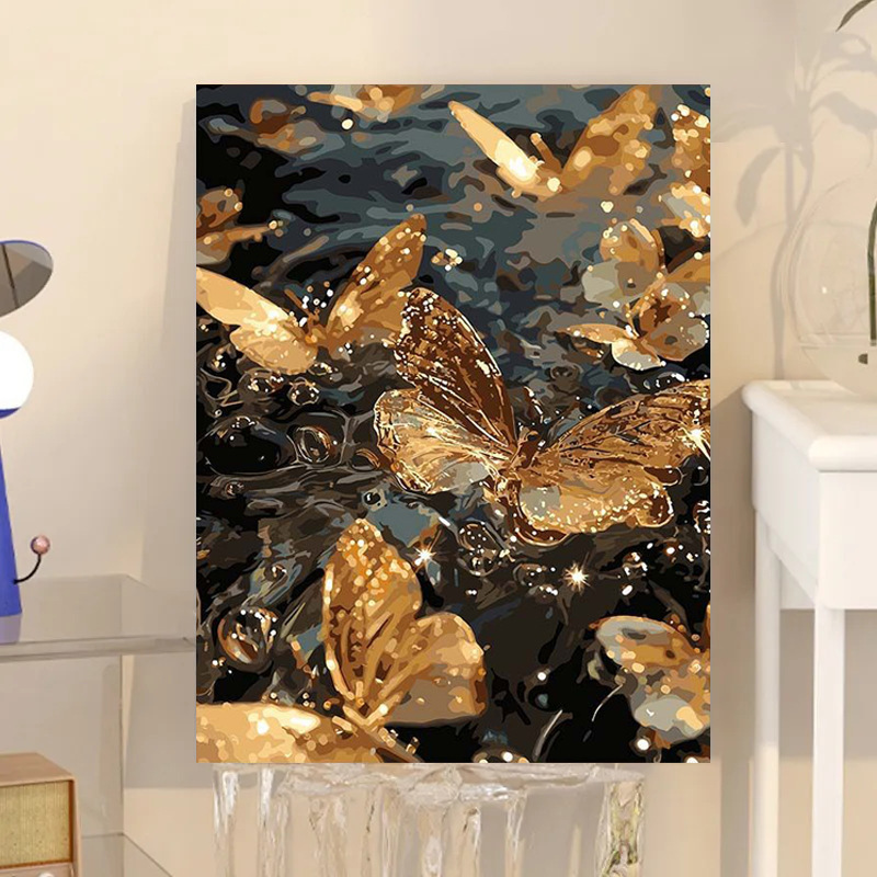デジタル油絵diy油彩画手描きデジタル画蝶風景人物塗り絵客間寝室装飾画|undefined