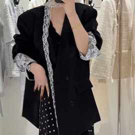 韩版西装套装女设计感洋气宽松纯色显气质外套半身裙西服两件套裙