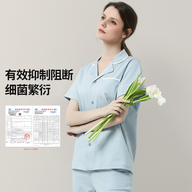 Las mujeres de algodón de seda real pueden salir en pijamas en primavera y verano, pantalones finos de manga corta, trajes de servicio a domicilio al por mayor