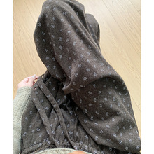 碎花毛呢阔腿裤女秋冬2025新款高腰显瘦宽松休闲垂感时尚直筒长裤