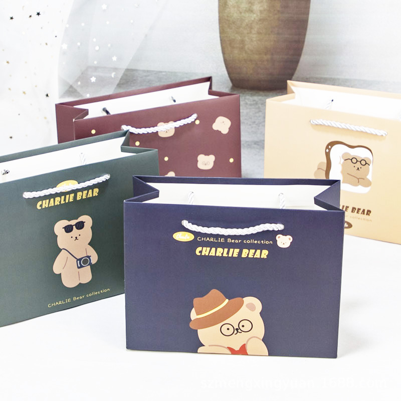 Dibujos animados simple lindo pequeño tamaño grande Día DE LA Madre caja de regalo de cumpleaños para niños bolsa de papel de embalaje portátil