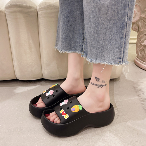 New style sandals for outdoor wear in summer, non-slip beach slippers, women's diy heightening eva thick-soled clogs