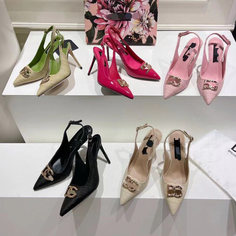 Color-blocked pointed-toe lace sexy high heels 2026 women's D&G elegant pointed-toe classic rhinestone sexy pumps