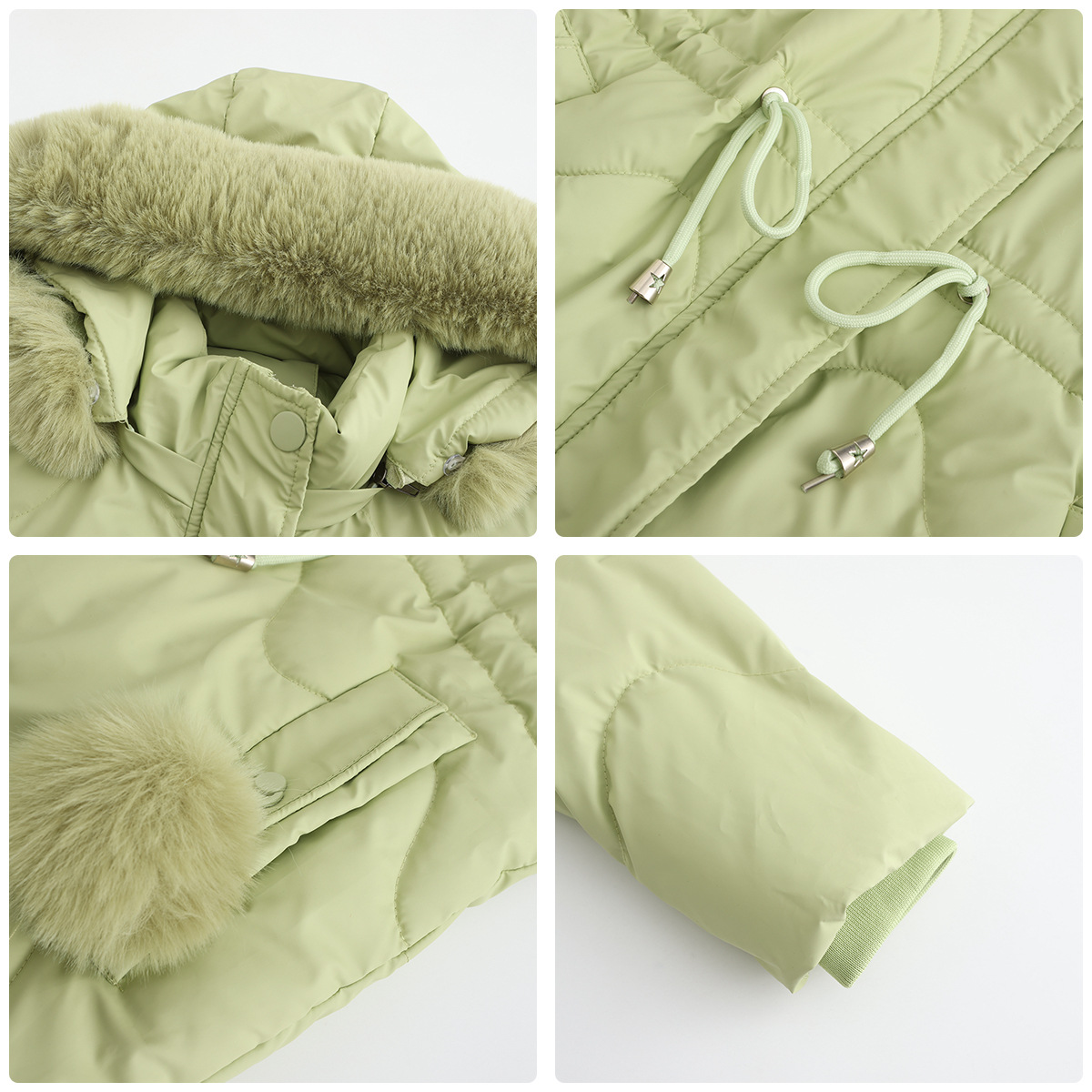 Damenbekleidung Neue Damen-Baumwollkleidung Abnehmbare Mütze Wolle Herbst und Winter Warme Parkajacke Abnehmbare Kapuze Mittellange Jacke für Damen_voghion.com