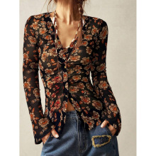 Q 38821 Vintage Print Slim Commute Shirt ����ӡ������ͨ�ڳ�