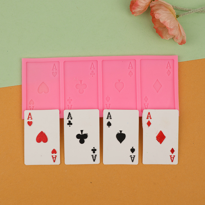 Bricolaje poker decoración molde fondant cake chocolate herramienta para hornear molde de pastel molde de jabón hecho a mano