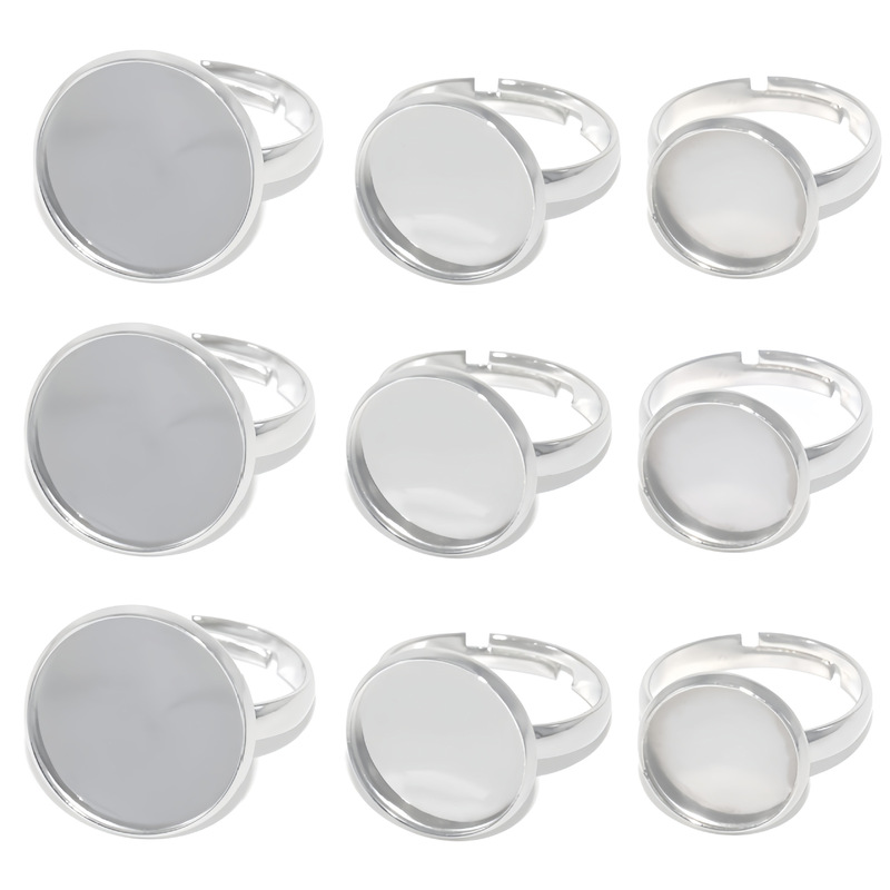 stainless steel time gemstone ring holder adjustable flat base opening ring diy handmade jewelry accessories