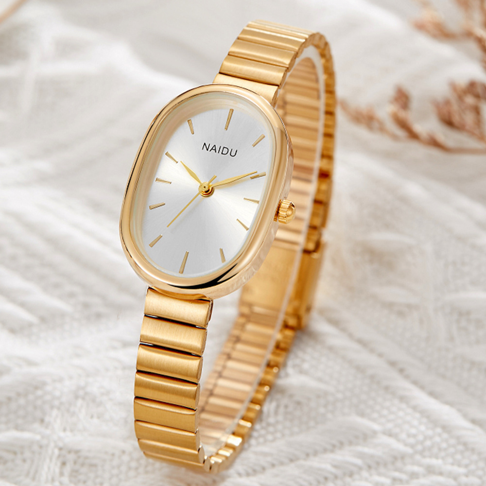 Women's Fresh And Elegant Forest Style Quartz Watch Alloy Oval Dial Watch With Bamboo Strap_voghion.com