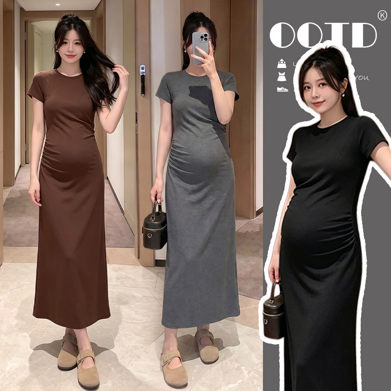 Maternity Summer Dress Trendy Mom New Fashion Summer Outfit Stylish Long Dress High-End Slim-Fit Dress Summer
