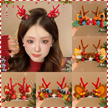 圣诞节麋鹿角发夹儿童节日装扮前额侧边夹卡通可爱拍照超出片发饰