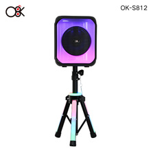 外贸热销8寸户外蓝牙音响炫酷灯音响蓝牙音响带支架LED火焰灯音箱