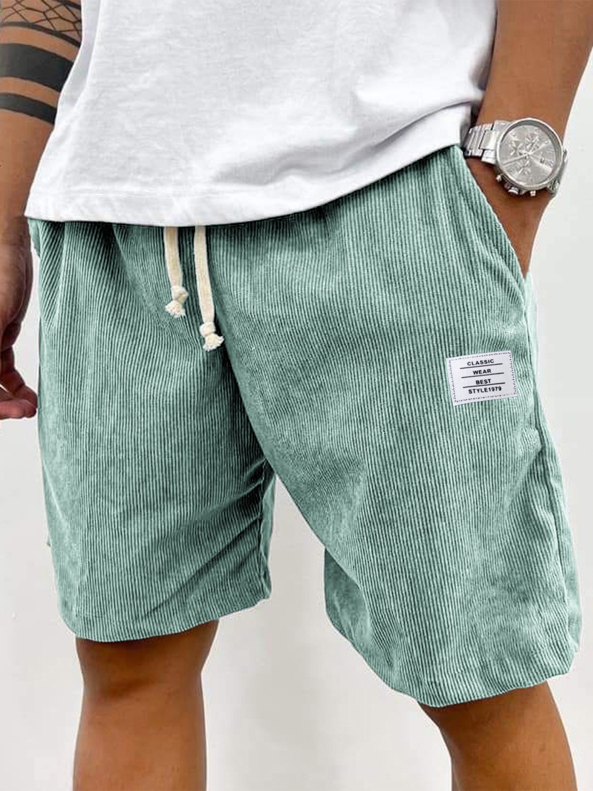 Men's Casual Drawstring Shorts New Style Versatile Trendy Five Point Pants Thin Pocket White Label_viptrois.com