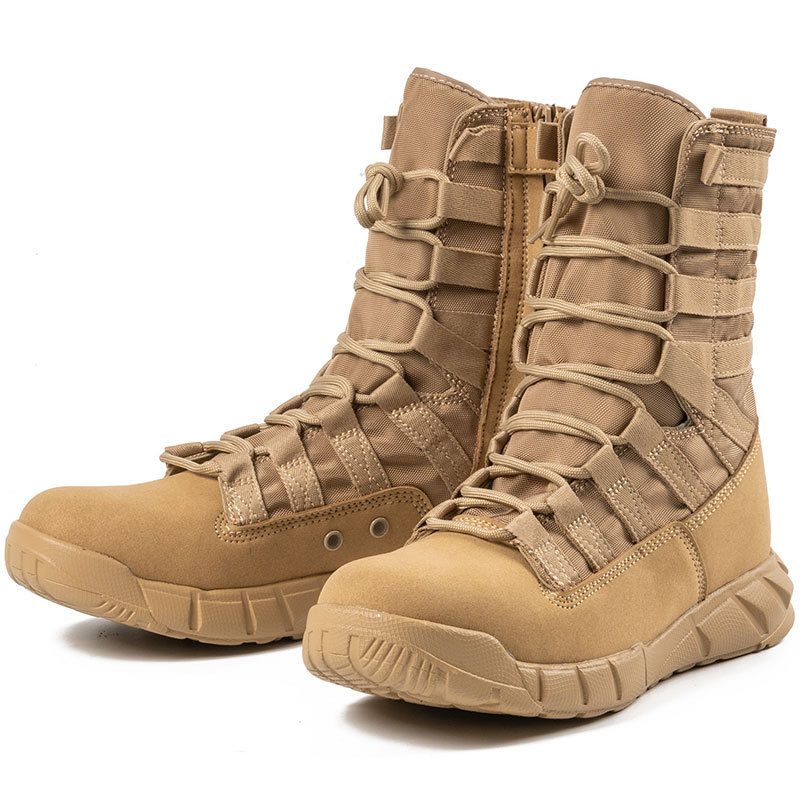 New high-top combat boots Green desert boots Brown boots Light combat boots Training boots_voghion.com