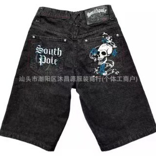 2024 Summer American English Alphabet Pattern Five Denim Shorts Hip Hop Denim Embroidered Straight-Leg Jeans 2024 Summer American English Alphabet Pattern Five Denim Shorts Hip Hop Denim Embroidered Straight-Leg Jeans