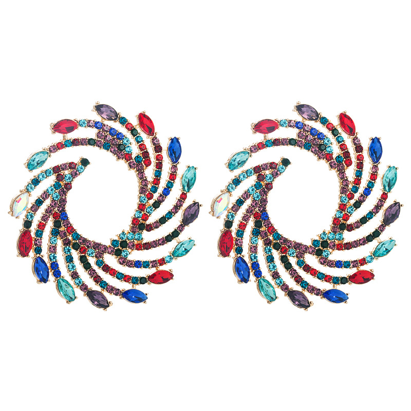 Exaggerated Alloy Diamond Color Cyclone-shaped Full Diamond Earrings display picture 7