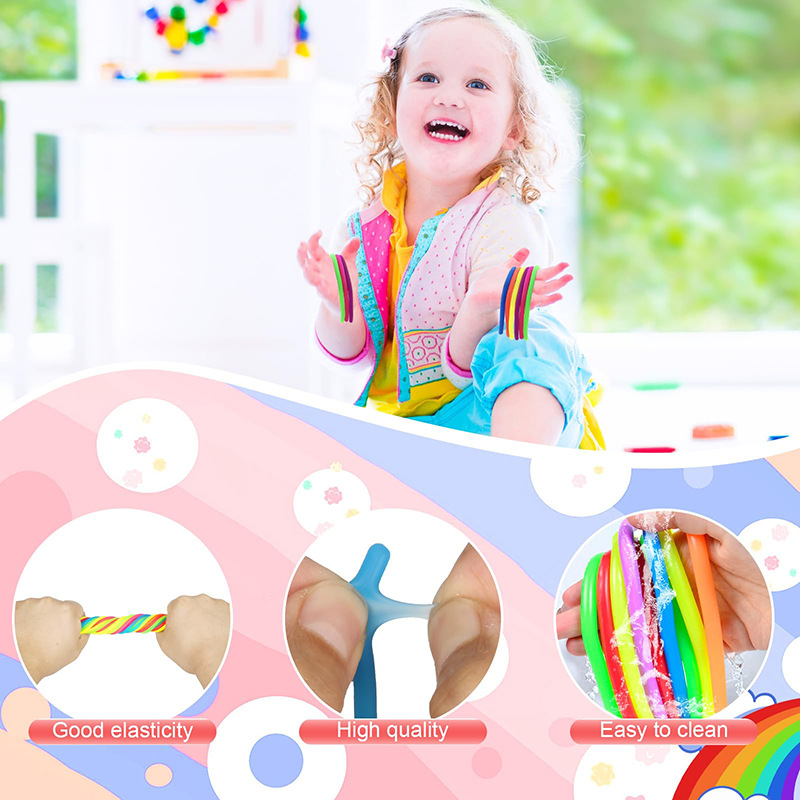 Color transfronterizo de descompresión sensorial visual TPR fideos de goma suave cuerda elástica juguete DIY ventilación descompresión tensión fideos
