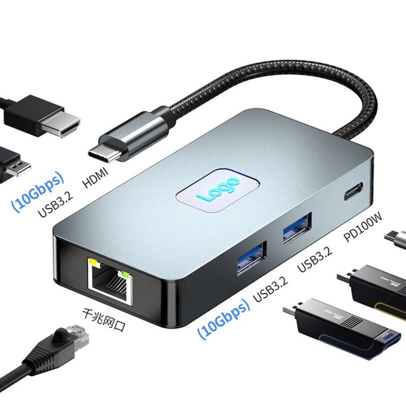 Six-in-one typec docking station USB3.2 Gigabit port 4K 60HZ HDMI PD100W docking station