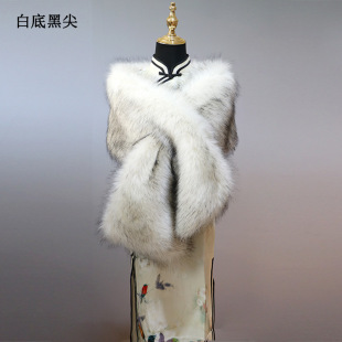 Plush Cheongsam Shawl Faux Fur Large Shawl Evening Dress Bridal Cape Scarf for Women Autumn and Winter Internet Celebrity