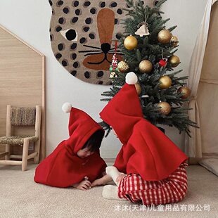 mumukids Christmas name embroidered cute double-sided tweed cloak one-year-old hundred-day banquet shawl New Year baby cloak