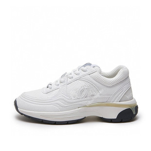 Spot European and American Spring and Summer Small Fragrant Cowhide Splicing Mesh Breathable Thick-Soled Dad Shoes Fashionable Casual Sports Shoes for Women