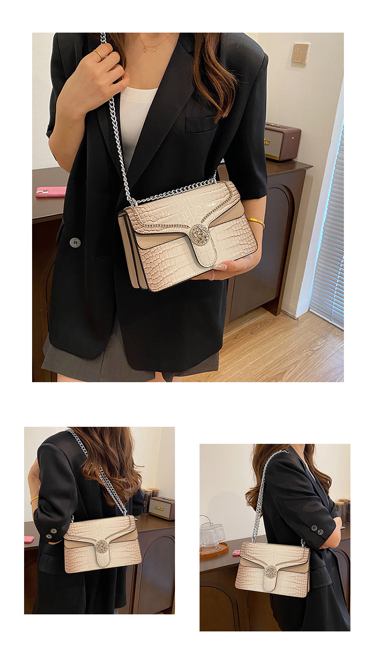 Bags crocodile pattern small square bag ladies shoulder crossbody chain bag_voghion.com