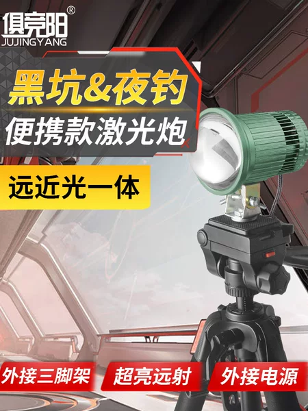 100W Laser Gun LED Zoom Strong Light Super Bright 12V Black Pit Night Fishing Special Yellow White Light Head Miner's Lamp