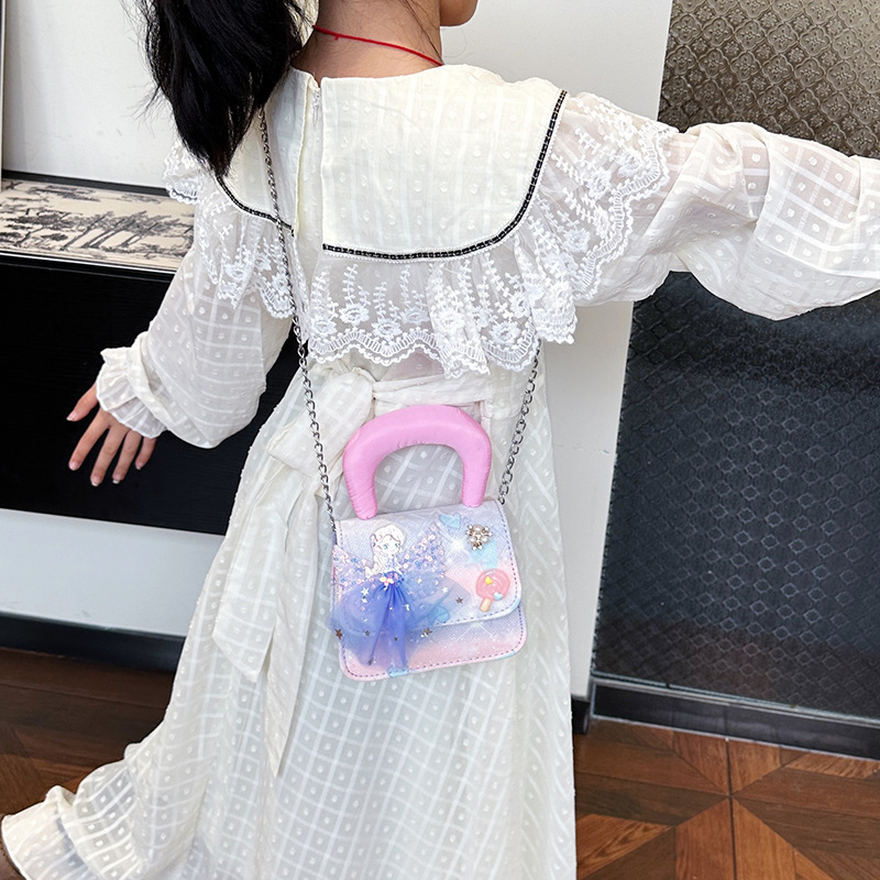 Bolso de niñas regalo de Año Nuevo bolso de hombro para niños 2025, nuevo estilo princesa bolso de mano extranjero gradiente versátil bolso de mochila