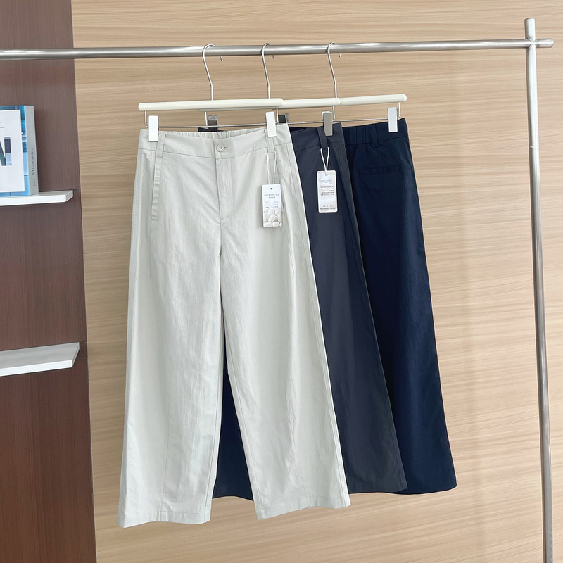 Ultra-Light and Quick-Dry Pants! Anti-Wrinkle, Cool-Touch Modal Silk Straight-Leg Cropped Casual Pants for Women, Summer Thin Style