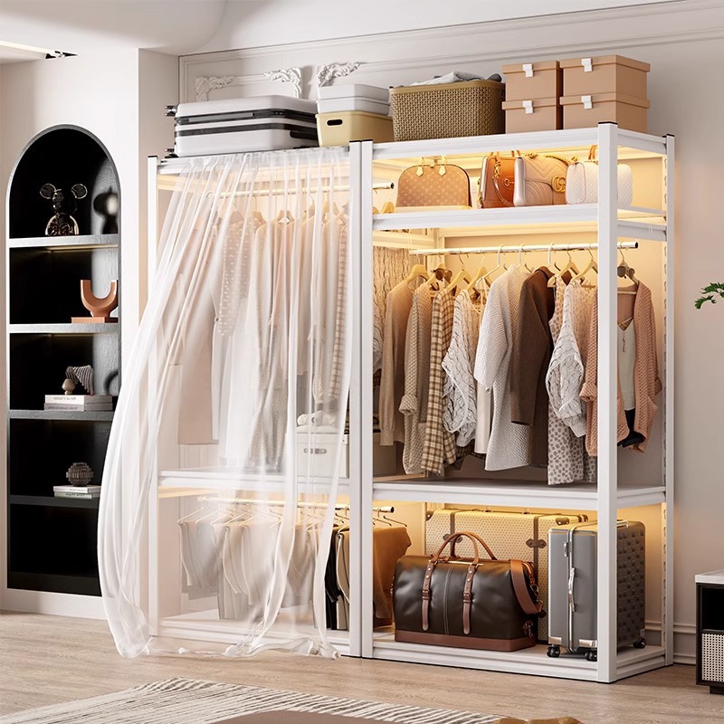 DIY Wardrobe Rack for Home Bedroom, Simple Steel Rack for Rental Housing, Household Clothes Rack