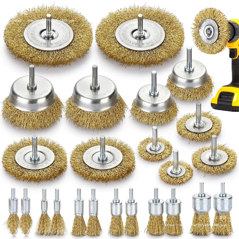 Wire brush for electric drills, specialized for rust removal and polishing, pistol drill electric wire brush, super hard brush with handle for cleaning pots Wire brush for electric drills, specialized for rust removal and polishing, pistol drill electric wire brush, super hard brush with handle for cleaning pots