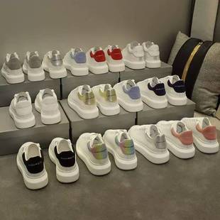 High Version McQueen Thick Bottom White Shoes Women's 2025 New All-match Genuine Leather Height-increasing Couple's Casual Sneakers Women's Shoes