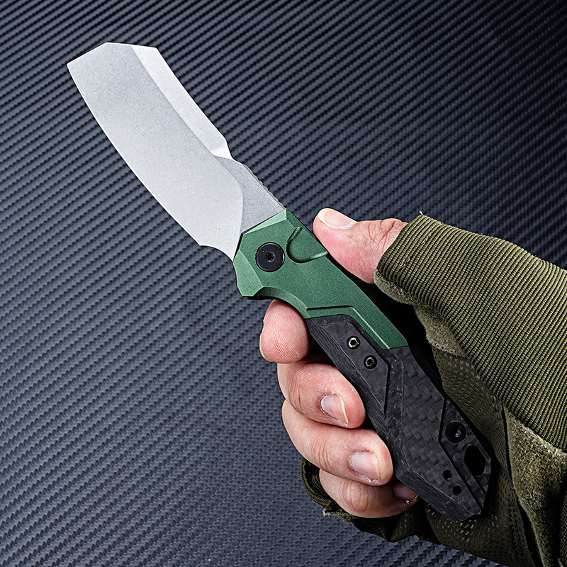 户外刀锋利耐用D2刃碳纤维柄折叠刀野外防身折刀高硬度便携小刀