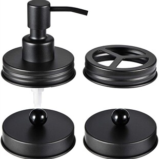 Amazon Mason Bathroom 4-piece Stainless Steel Mason Cover Hand Sanitizer Pump Head Emulsion Dispenser Soap Dispenser Cover