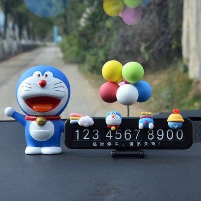 car interior accessory car decoration Nömrəli dayanma kartı - black-folding-card-smiling-cloud-dora-colorful-ball-standing-dora