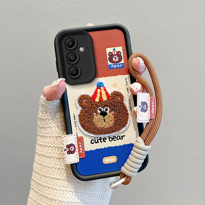 Suitable for Samsung S24 Ultra Cartoon Samsung A55 Leather Texture Embroidery A16 Fashionable Women's Phone Case Cross-Border A06