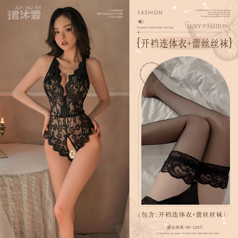 블랙(레이스 점프수트+레이스 스타킹)