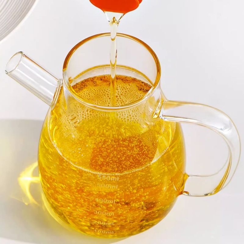 Botella de vinagre de salsa de soja simple grosada de alto silicio de vidrio de silicio con escala de gran capacidad de cocina resistente al calor hervidor de aceite de condimentos image 4