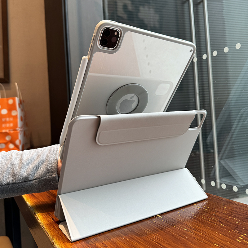 Suitable for Apple iPad Air8 Protective Case Acrylic Transparent Pro11 Magnetic Suction 10.2 Generation Without Pen Slot 5 Anti-Bending Cover
