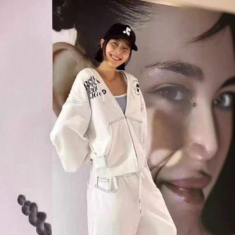 Women's Restandrecreation Zipper Jacket Hooded Sweatshirt Women's Casual Loose Topstitch Couple Suit Women's Restandrecreation Zipper Jacket Hooded Sweatshirt Women's Casual Loose Topstitch Couple Suit