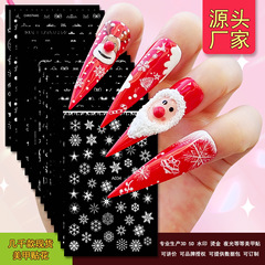 A034-A049 White Cross-border Supply Christmas Nail Stickers Nail Decals with Adhesive Can be Set