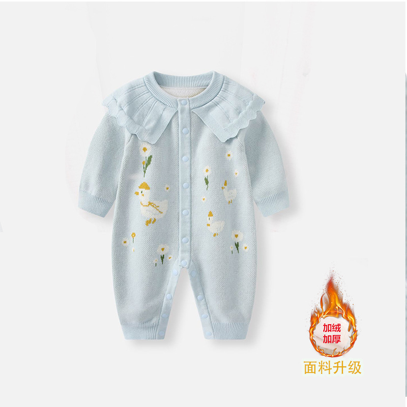 婴儿连体衣秋装衣服2025新款女宝宝满月百天针织哈衣春秋外出爬服|undefined