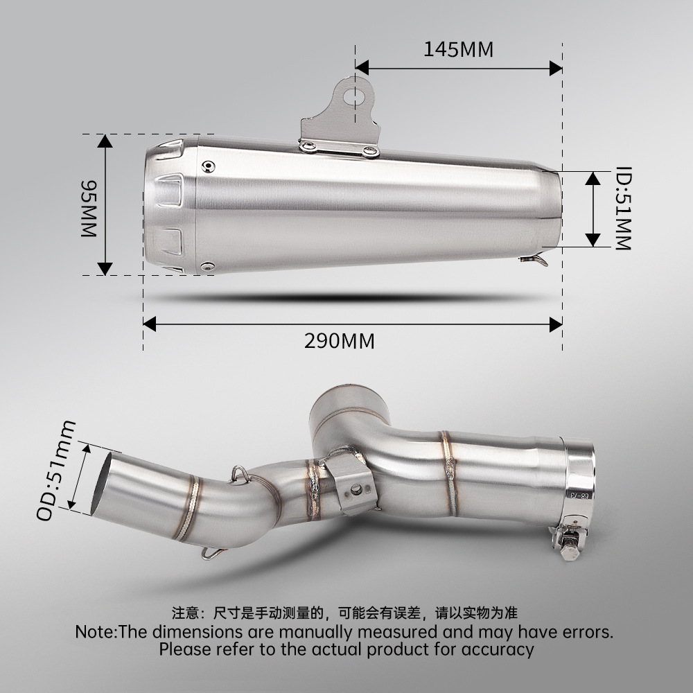 Motorcycle exhaust pipe suitable for DUKE125 250 390ADV stainless steel mid-section and tail-section silencer