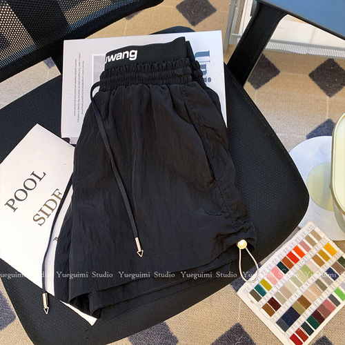 High-Quality Women's Summer High-Waist Slimming Short Pants for Petite Figures, Loose Wide-Leg Straight Leg Drawstring Casual Trousers