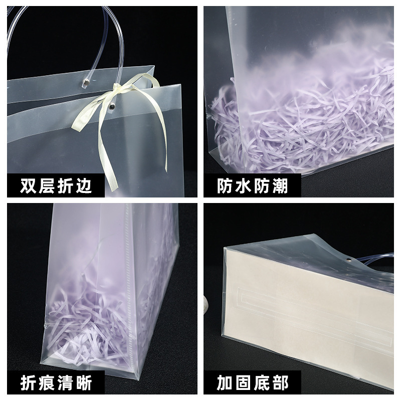 スポット pp 透明ハンドバッグつや消し pvc プラスチックギフトバッグ結婚式のお土産ギフトバッグロットカスタマイズされたロゴ|undefined