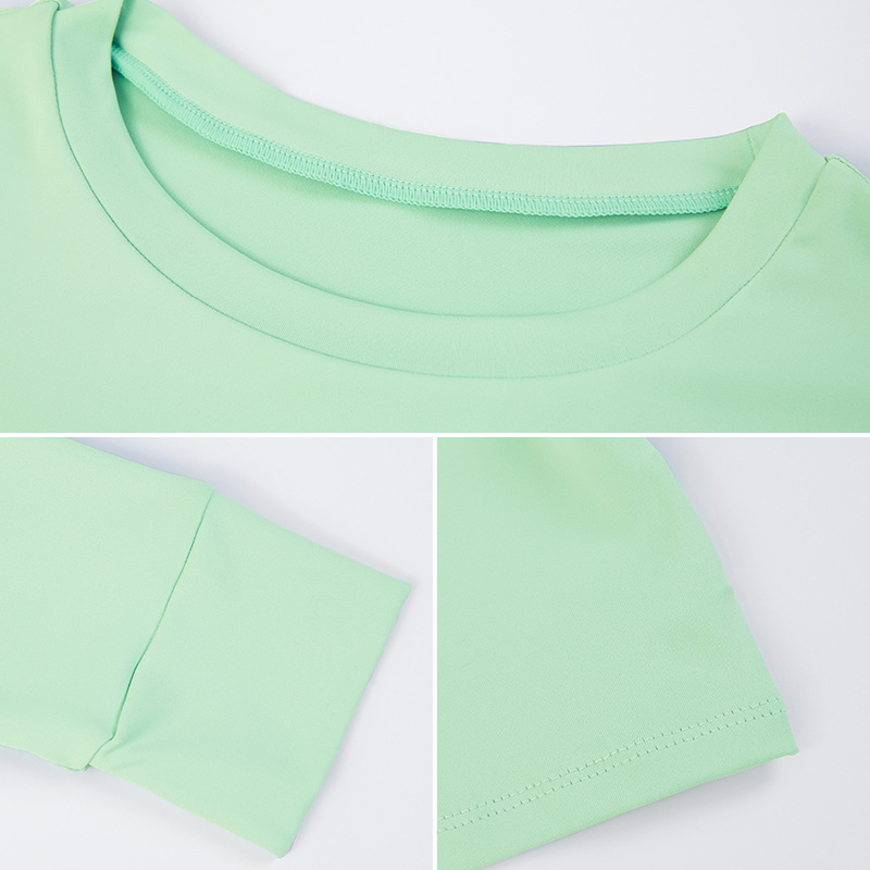 Otoño nuevo estilo ropa de yoga manga larga mujer cuello redondo casual ropa deportiva suelta correr ropa de fitness corta delgada top