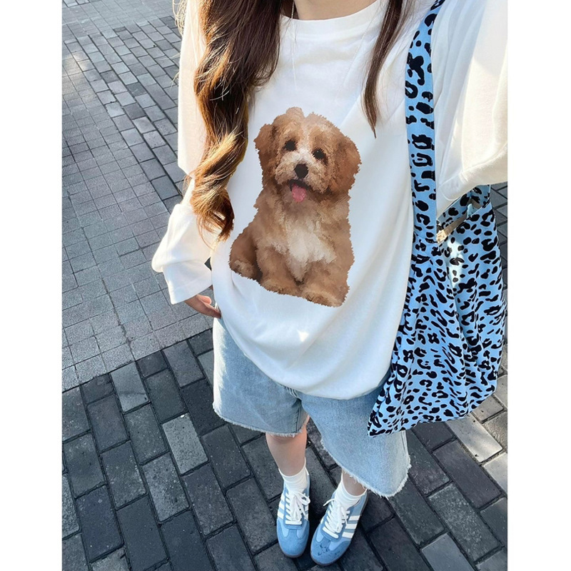 South Korea Ins Same Style Blue Leopard Print Canvas Bag Star Style Corduroy Printed Large Capacity Shoulder Bag Crossbody