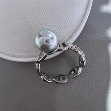 DIY珍珠配件 S925银时尚经典个性气质爆款猪鼻开口戒指半成品批发