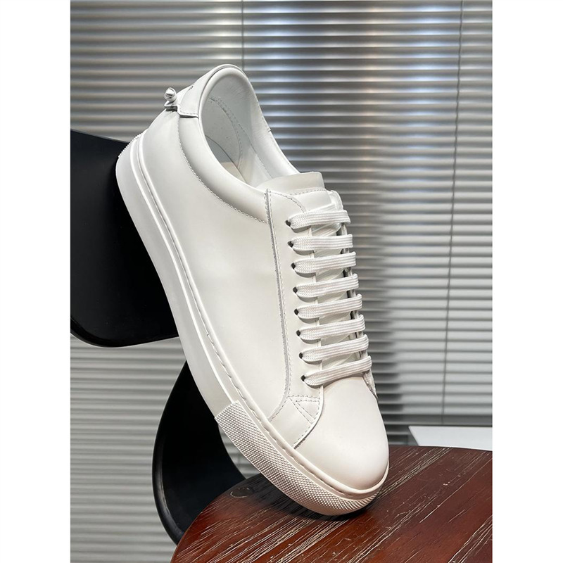 European and American Big-Name Men's g Ji's Casual Versatile White Shoes Internet Celebrity's Same Style Couple's Genuine Leather Black Tail Lace-Up Sneakers P