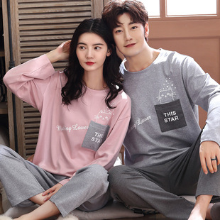 Осенняя демисезонная милая пижама для влюбленных, 2024 года, длинный рукав, в корейском стиле, популярно в интернете