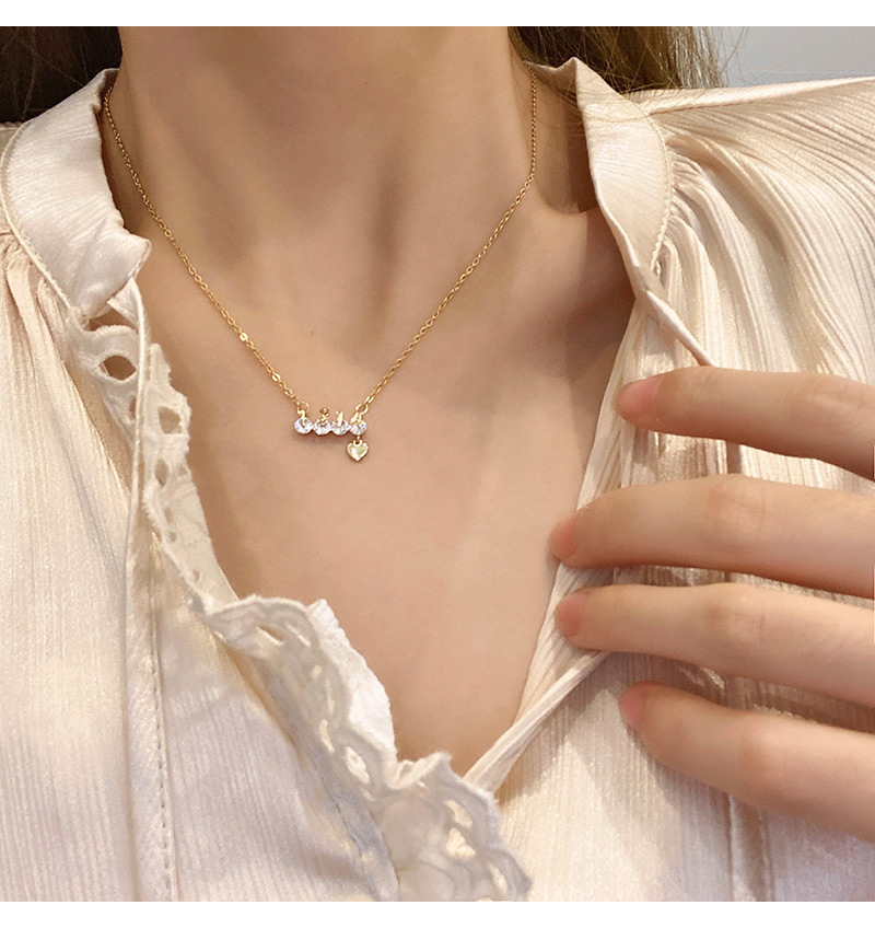 Fashion Geometric Titanium Steel Necklace Zircon Stainless Steel Necklaces_colorza_4